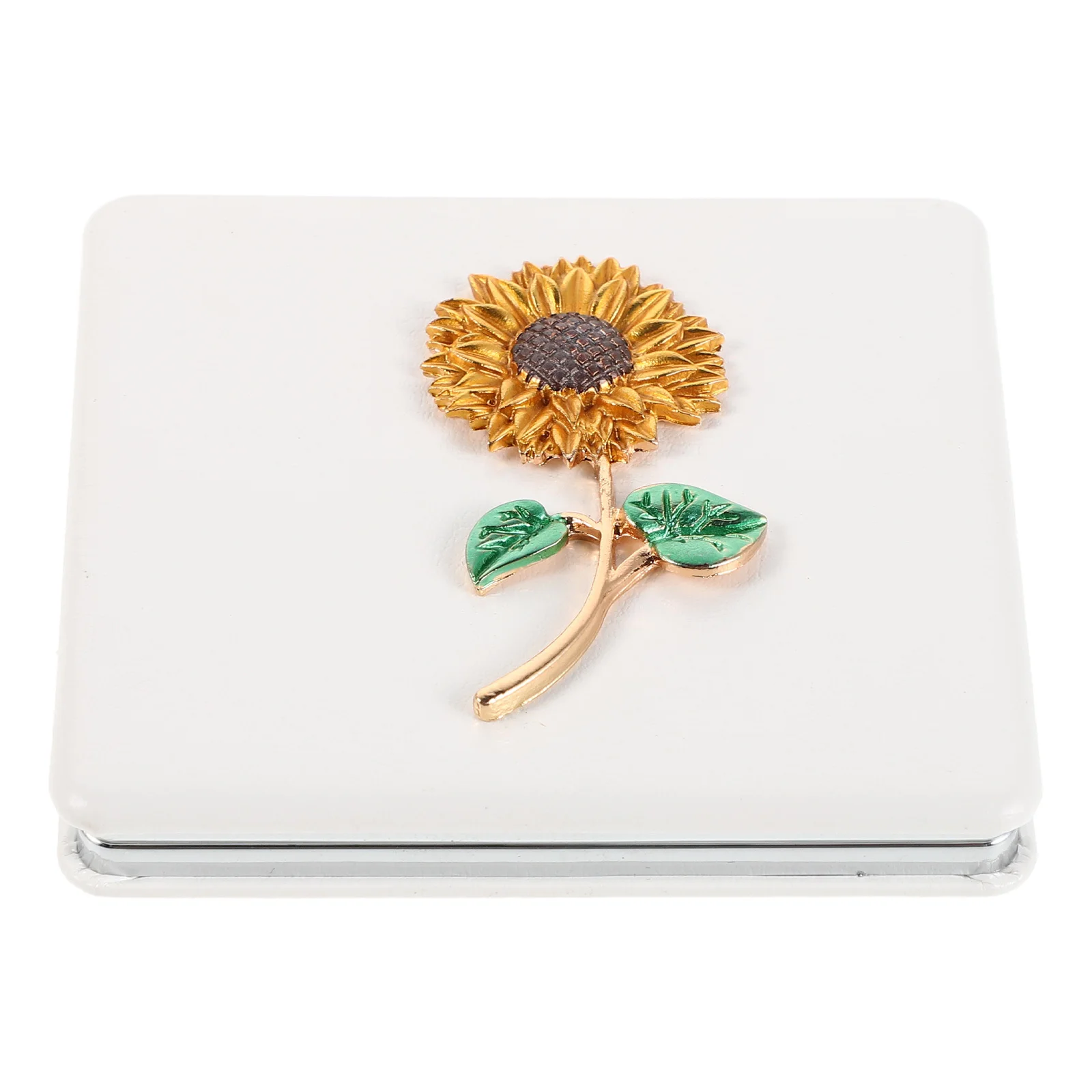 

Square Mini Folding Mirror PU Sunflower Double-Sided Portable Pocket Makeup Mirror Travel Purse Handbag