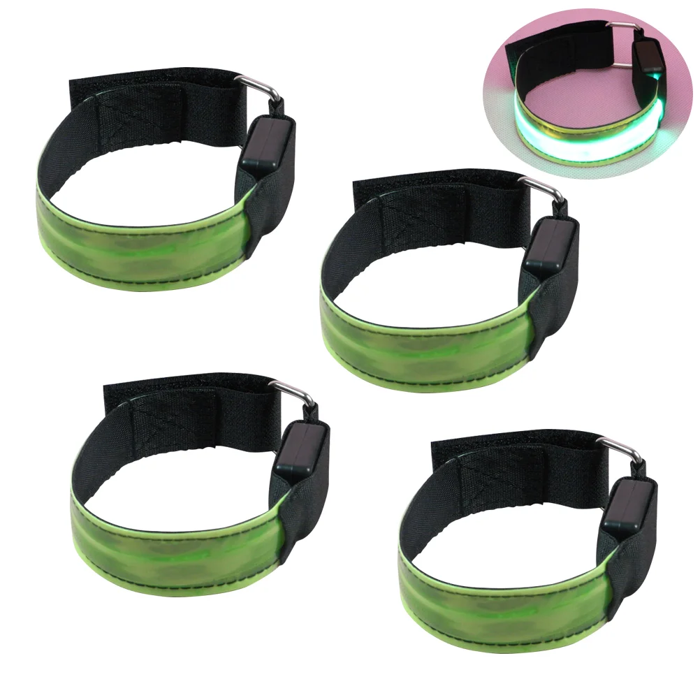 4 Pcs LED Wristband Running Jogging Armband Reflective Bracelet Flourescent Fluorescent Reflector