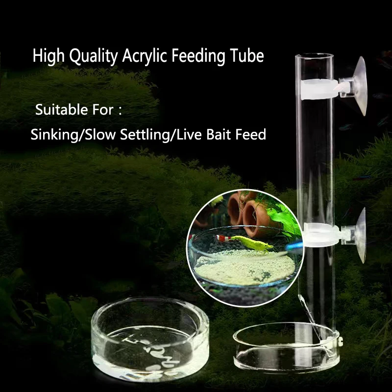 Acrylic Aquarium Feeder Tube Dish Transparent Fish Tank Shrimp Snail Shrimp Food Feeding Bowl Aquarium Feeding Accessories