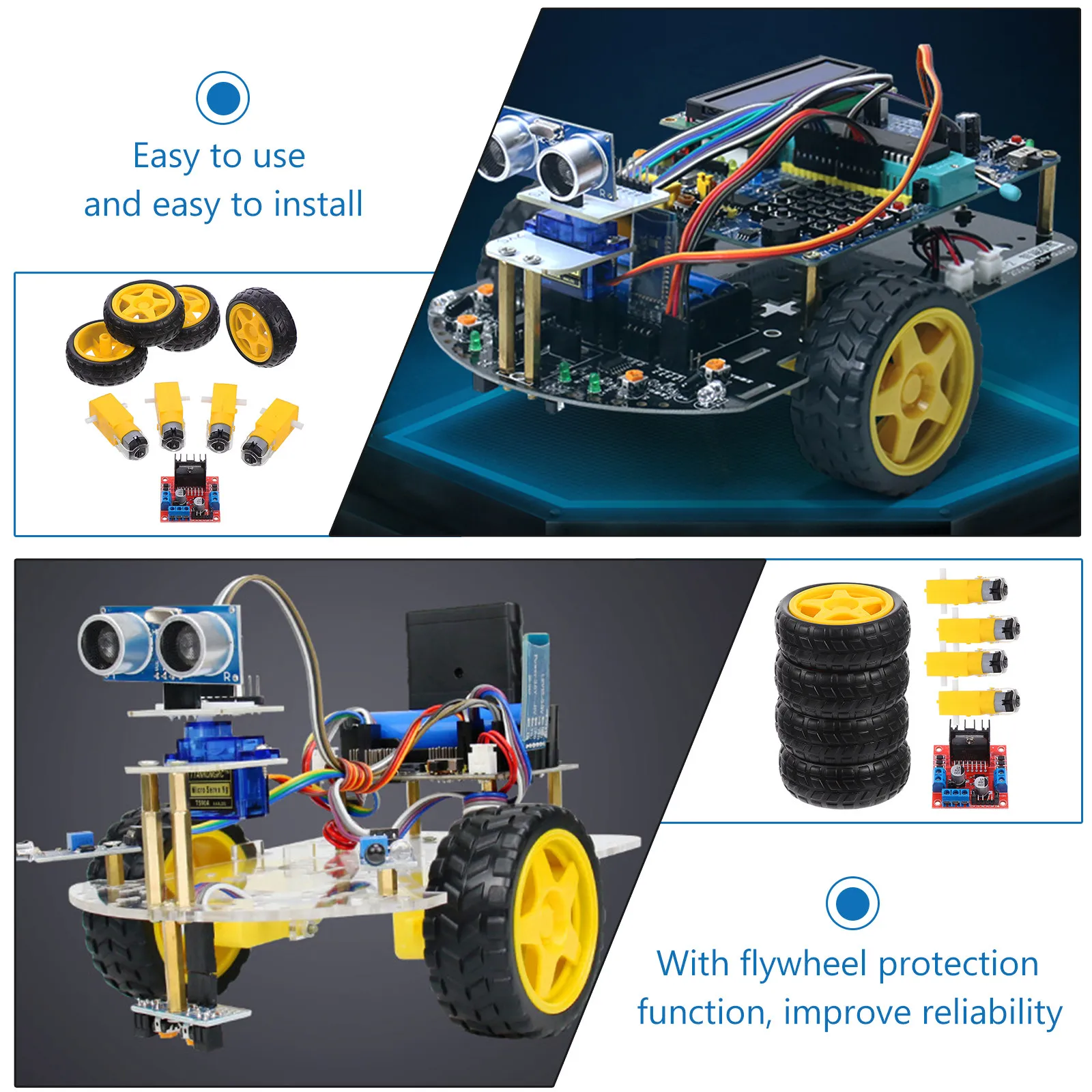 

Комплект из 2-х модулей платы управления H-мостом с фильтрующими конденсаторами большой емкости и защитой от обратного тока для малогабаритных устройств