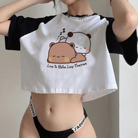 Bubu Dudu 2000s fairycore crop top Woman aesthetic yk2 Harajuku manga t-shirts