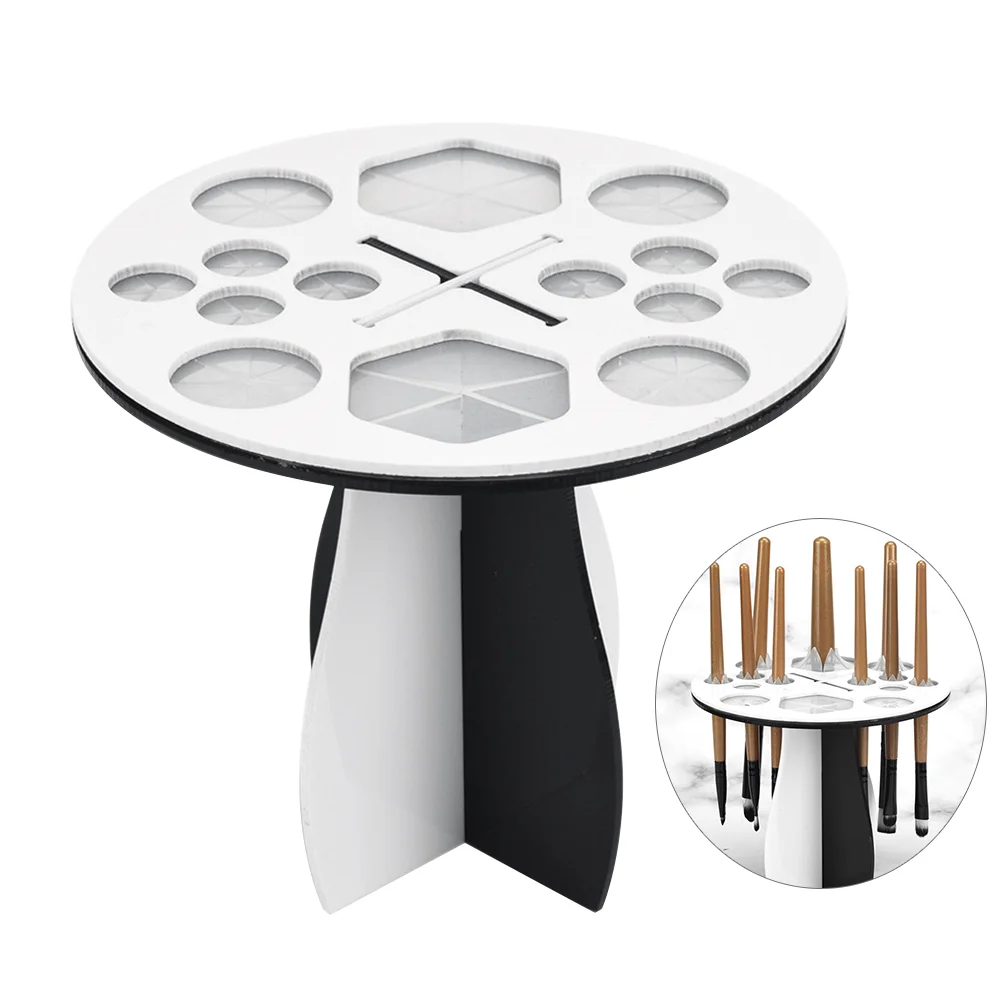 1PC Makeup Brush Drying Rack 14 Holes Multifunction Makeup Brush Holder Stand Display Rack (White) makeup brush rack