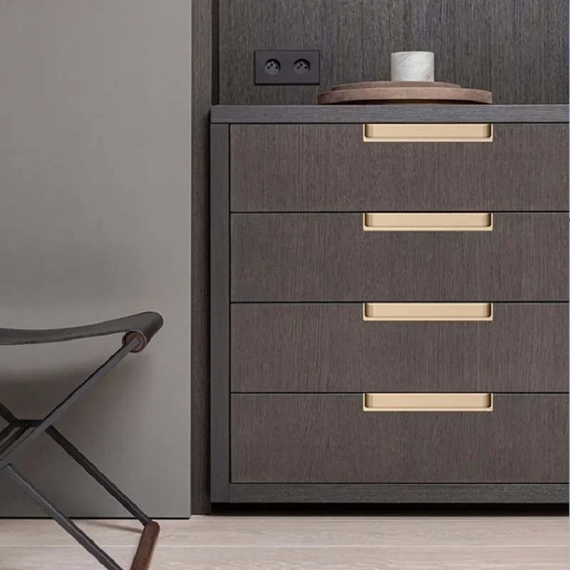 Light Luxury Morandi Same Color Dark Button Handle Skin Texture Slotted Embedded Cabinet Door Handle Drawer Cabinet Door Handle