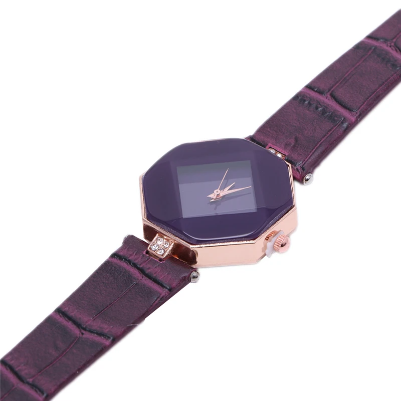 

Lady Women Diamond Leather Stainless Steel Date Analog Wrist Watch