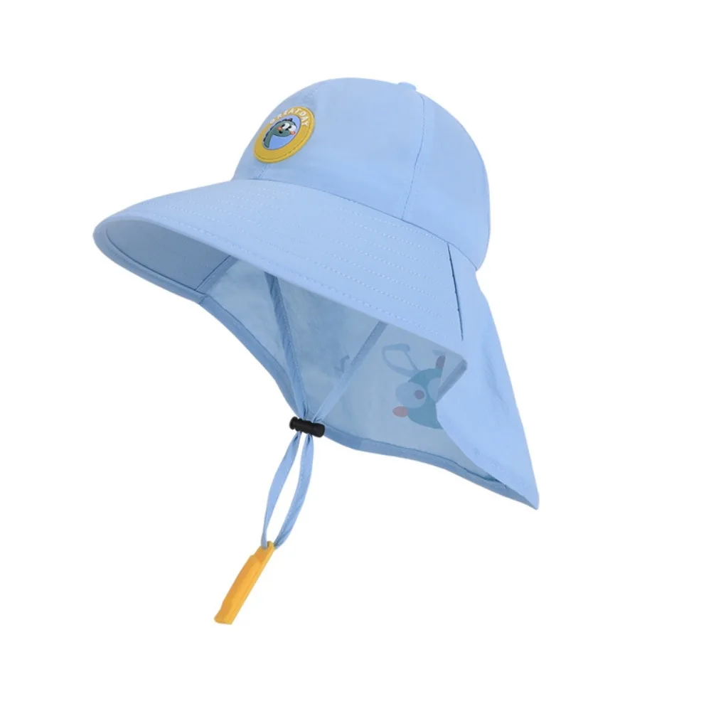 

Whistle~ Big Brim Children's Sun Hat Extended Shawl Foldable Kids Whistle Sunscreen Hat Sun Protection Neck Cover
