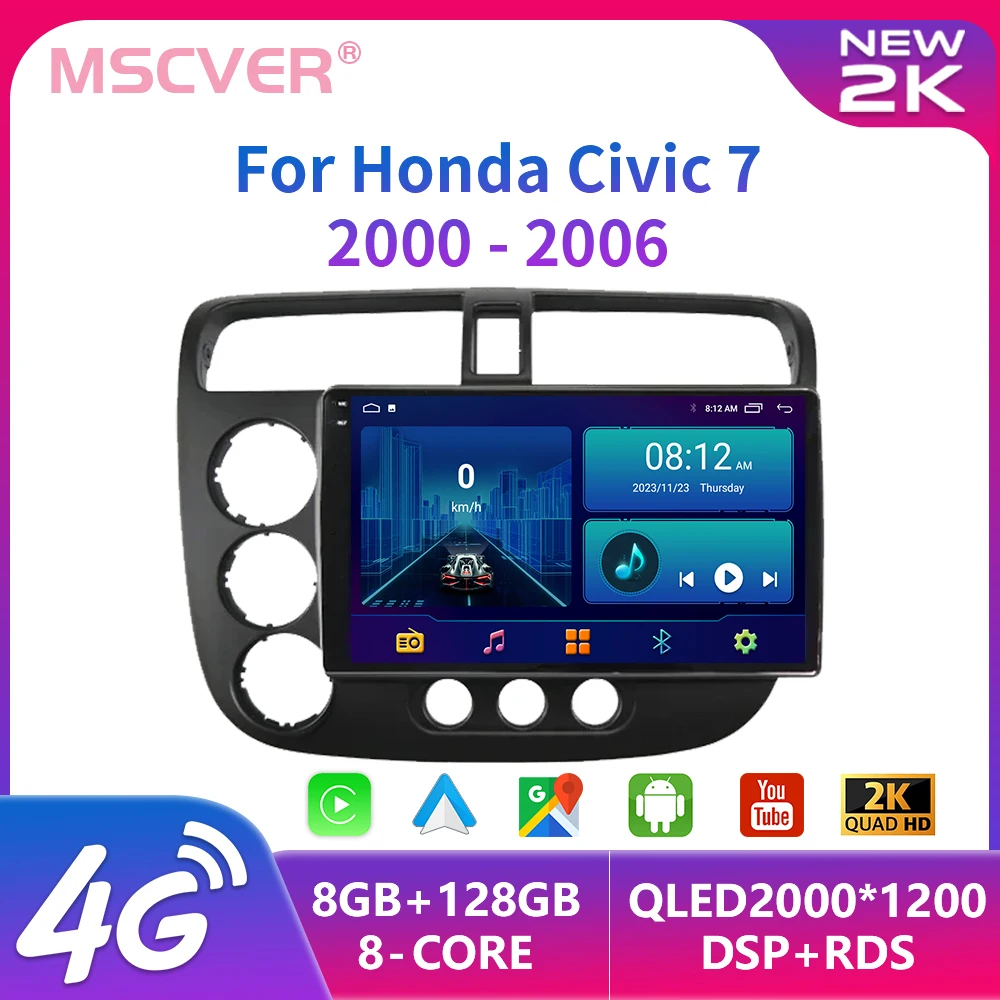 

2 Din Android 13 For Honda Civic 2000-2006 Car Radio Multimedia Player GPS Navigation Autoradio Wireless Carplay Auto Head Unit