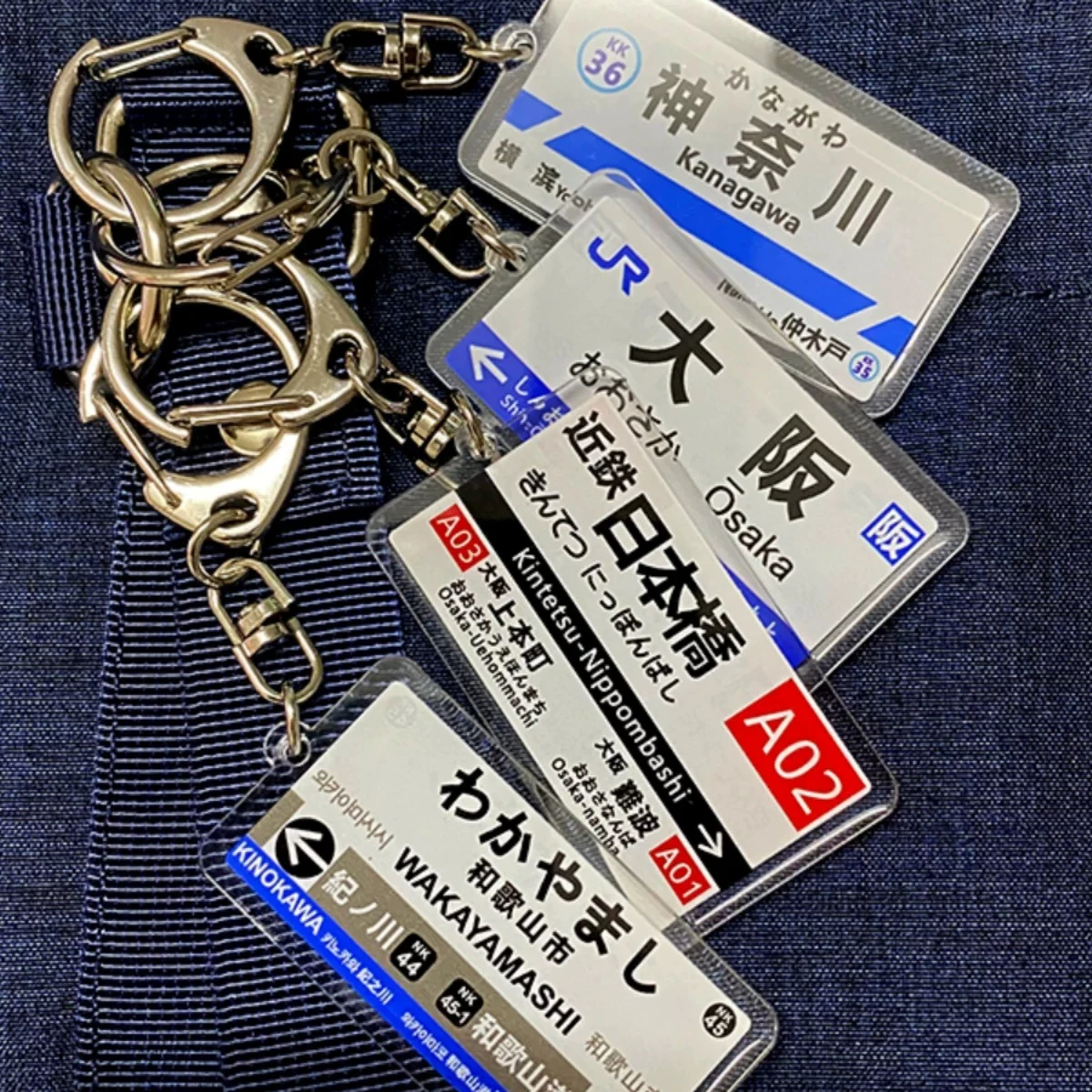 Japan Railway Station Sign Acrylic Key Chain Aesthetic Japanese Rail Sign Backpack Ornament Travel Collectible Key Accessories