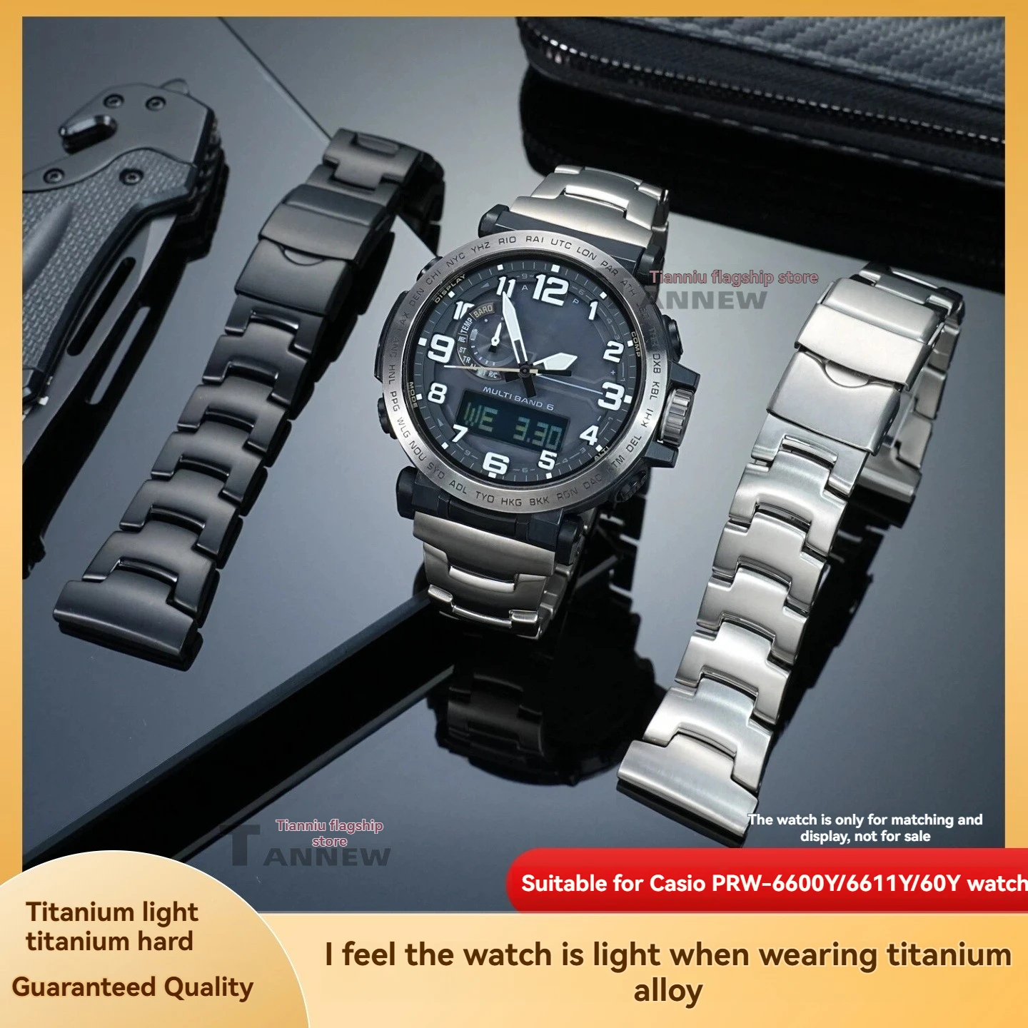 Ultra-Light & High-Performance Titanium Band for Casio, 23mm Waterproof Replacement Strap PRJ-B00 PRW-6900Y 6800 3400 GA-2300