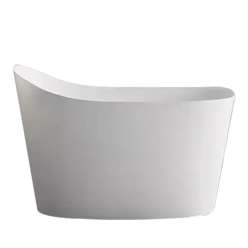 #Stone Bathtub, Durable Anti-Yellowing Mini Small Space Narrow Deep Soaking Tub with Seat, Hotel Home Use