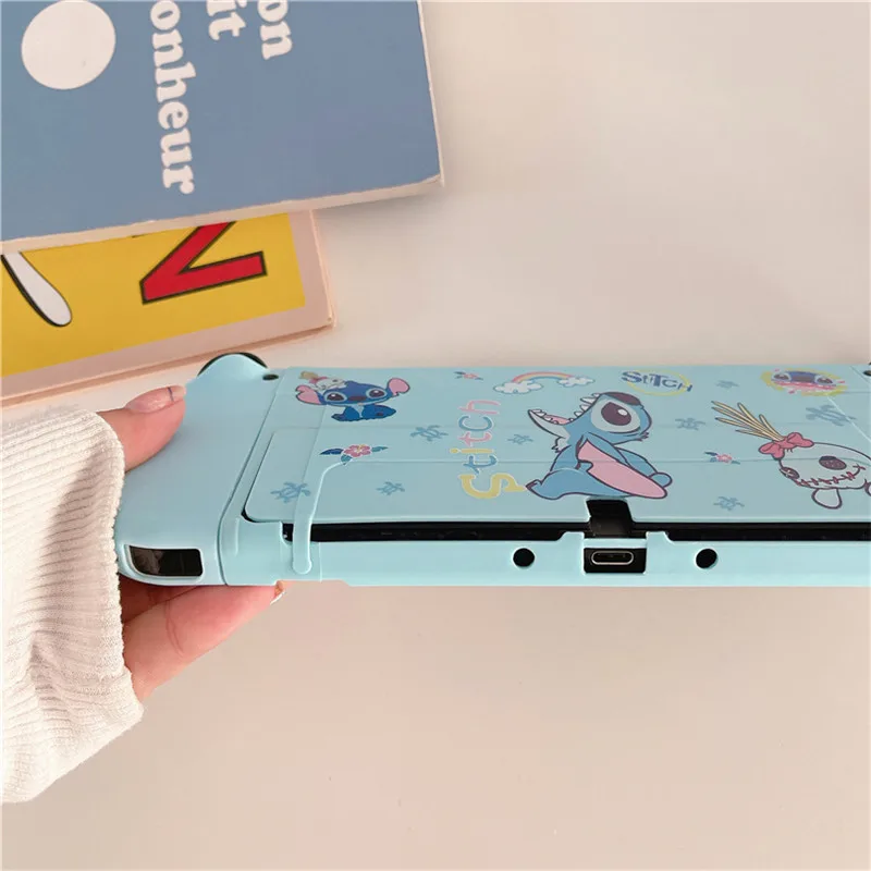 Funda rígida de Disney Stitch para Nintendo Switch, carcasa protectora para consola Oled NS, Protector de cristal