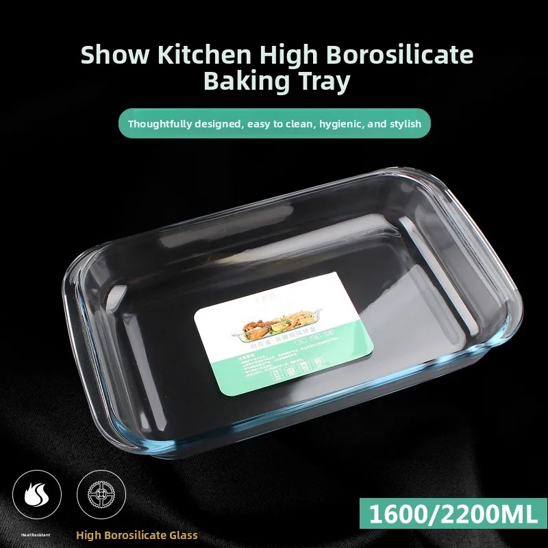 

High Borosilie Glass Baking Tray Microwave Se Fi Steng Plate Large Transparent Oven Se Rectangular Di Home Use ...