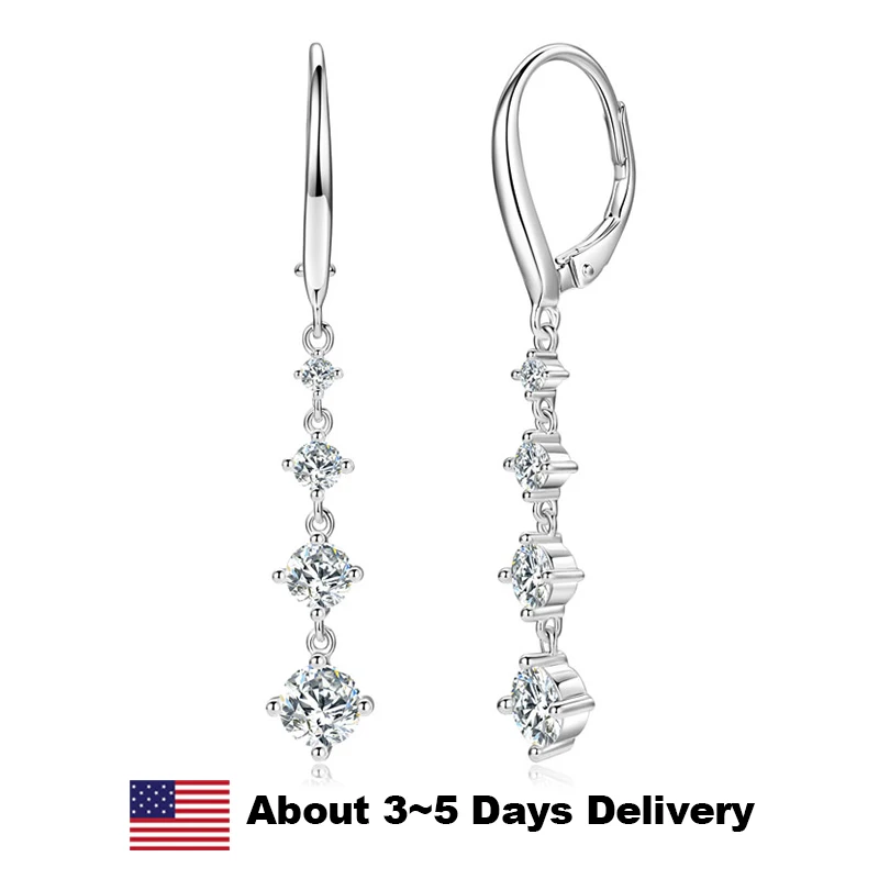 

Long Tassel Dangle D VVSI Moissanite Drop Earrings for Women Certified Original 925 Sterling Silver Hoop Clip Earrings Jewelry