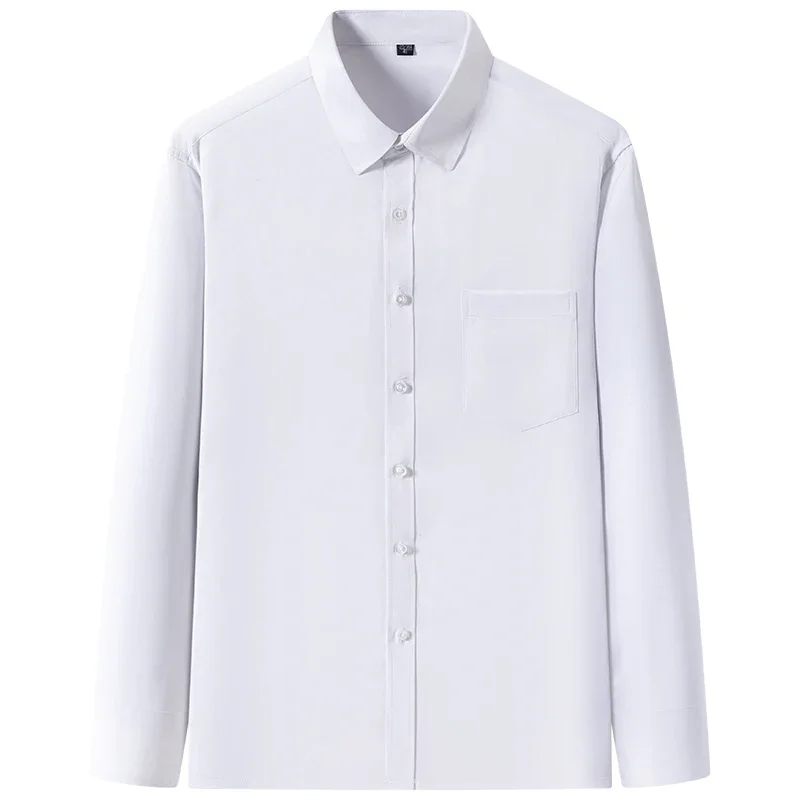 Camisas formales antiarrugas para hombre, camisas de vestir de manga larga para hombre, camisa blanca Social básica clásica de negocios, ajustada y suave, 7XL