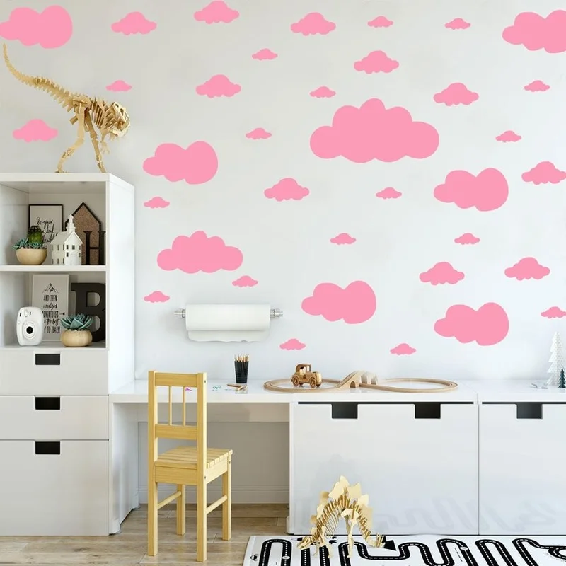 68 sztuk/zestaw chmura w stylu kreskówki naklejki ścienne, nadaje się do pokoju dziecięcego pokój dziecięcy Home Decoration Mural artystyczny tapeta