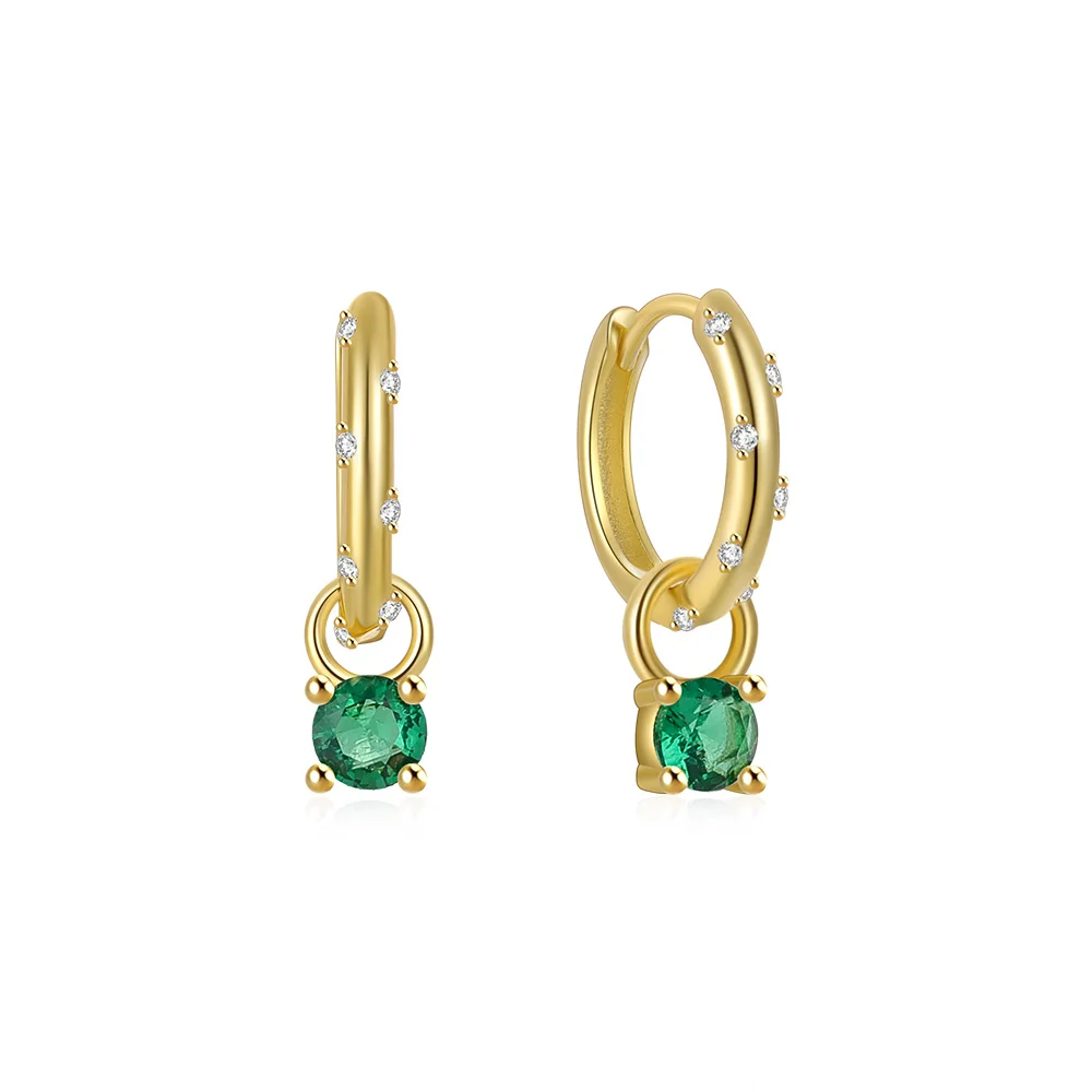 925 Sterling Silver Drop Earrings Colorful Bling Round Zircon Pendant Earring For Woman Pendientes Plata 925 Jewelry