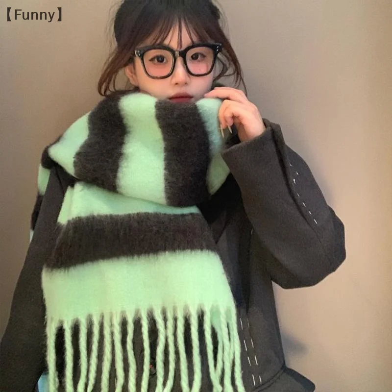 

tipo Funny GrupoИзменительный кашемировый женский шарф, зимняя толстая теплая полосатая накидка, женские теплые шарфы с длинной кисточкой, праздничные подарки