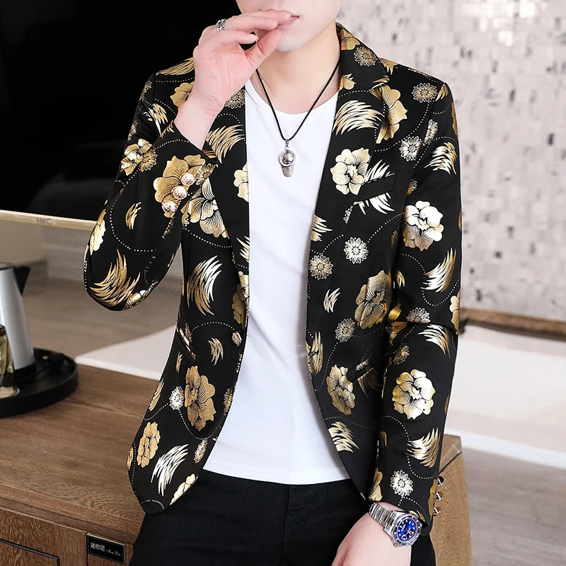 جديد أزياء رجالية عادية رجال الأعمال في الهواء الطلق طباعة مأدبة تنوعا التخسيس العصرية مصفف شعر النسخة الكورية السترة #1