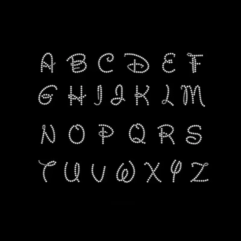 

26pc English Letter Hot Fix Rhinestone Transfer Motifs Iron on Patches for Shirts Sparkling Clothing Decoration