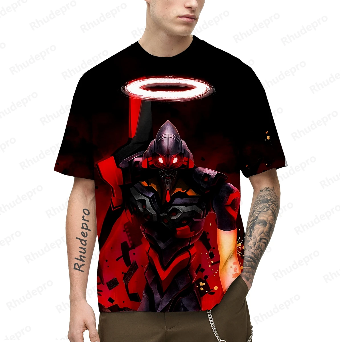 Camiseta Neon Genesis Evangelion masculina, manga curta, tops de cosplay, camiseta infantil, streetwear, estilo Harajuku, moda