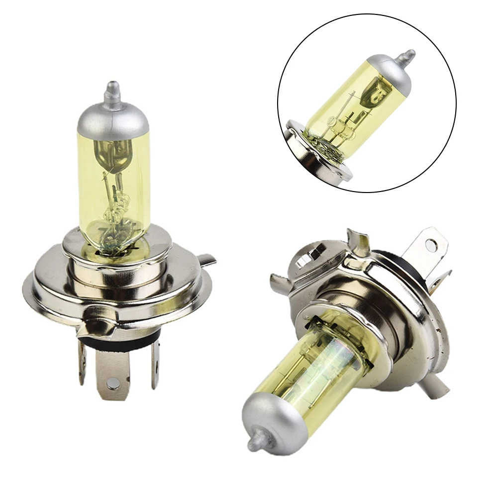 2pcs H4 Car Yellow Amber Light Quartz Glass Halogen Bulb Headlight Kit 12V 100W 3000K 1700LM With PX26d Base Car Accessories