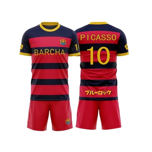 Imagen 2 del producto Verano azul Lock Fc Barcha dibujos animados Anime juego de rol camiseta y pantalones cortos conjunto de dos piezas ropa para niños estilo de moda hombres niño