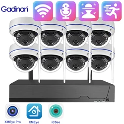 Gadinan Outdoors Dome Wifi Surveillance Camera System IR Night Vision Wireless Video Surveillance Kit Face Detect CCTV Audio NVR