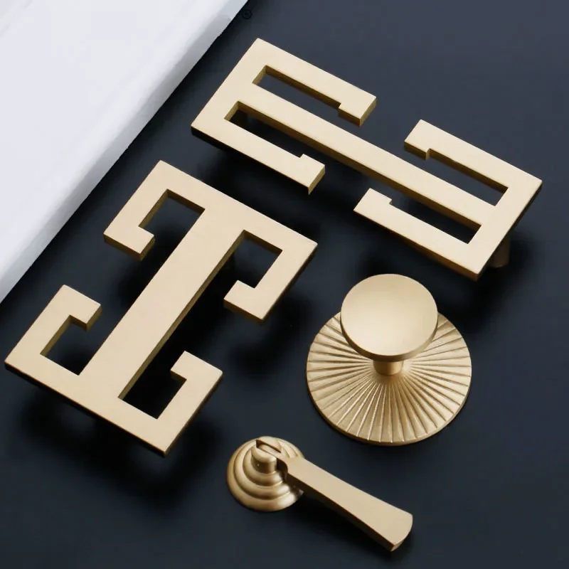 Classical Chinese Pure Copper Cabinet Handle Solid Thickening Wardrobe Brass Handle Furniture Hardware Accessories