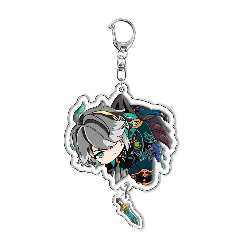 Genshin Impact Raiden Nahida Keqing Klee Lumine Cartoon Keychain Acrylic Pendant Keyring Boys Girls Bag Tag