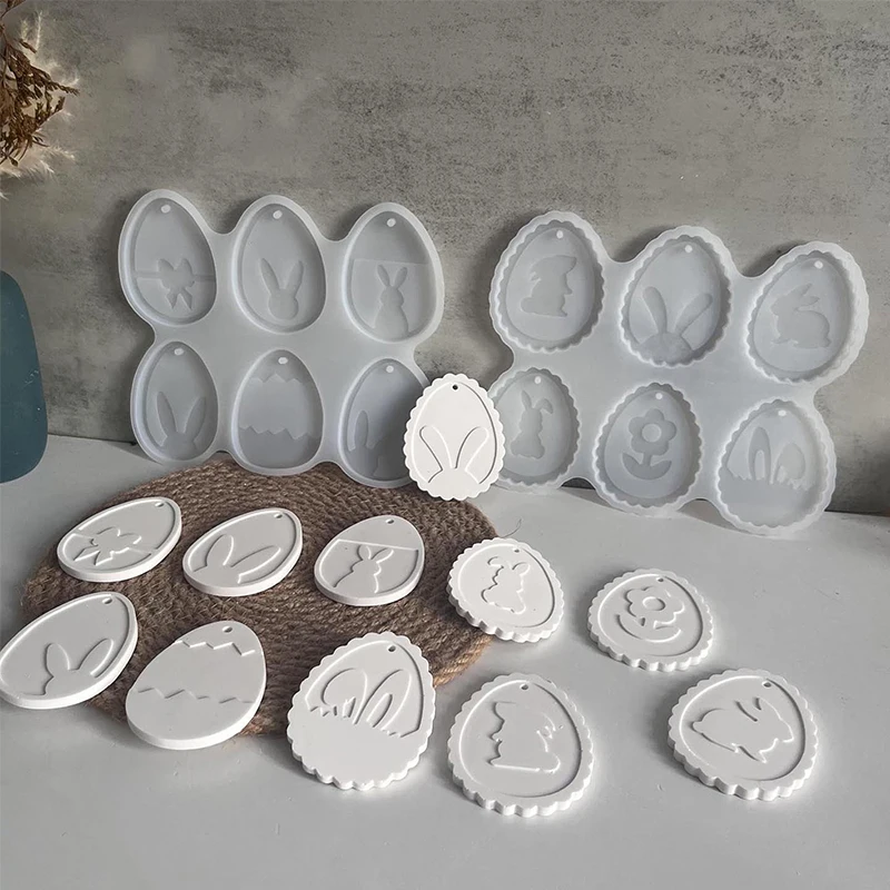 Moule en silicone pour étiquette de lapin de Pâques, bricolage, série René de lapin, élection, résine xy, colle de plâtre, décoration de vacances, porte-clés, cadeau artisanal, exécutif Mo