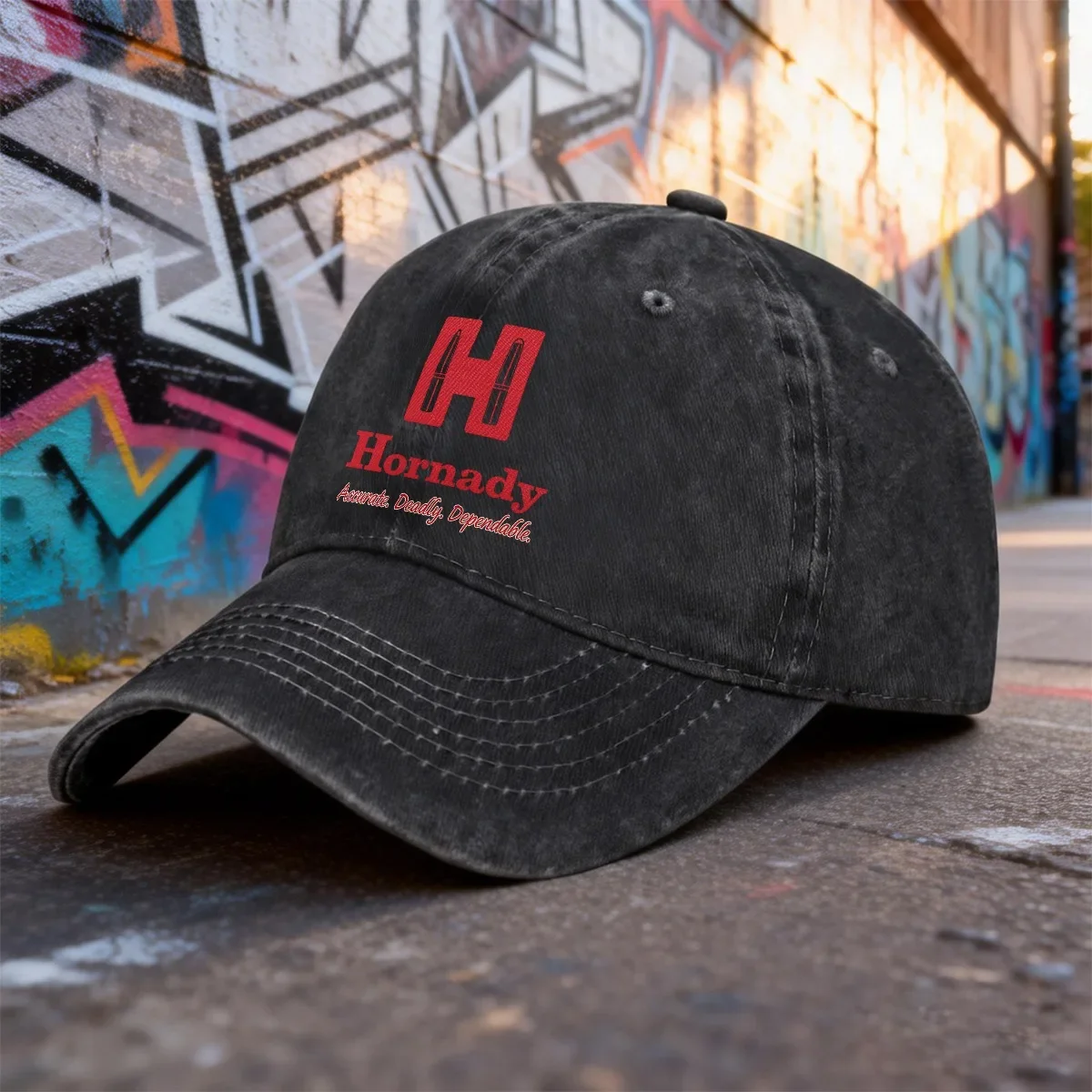 1pc Featuring A Black Design With The Hornady Logo, Perfect For Outdoor Sports And Casual Outings. This Hat Is Ideal For Fitness