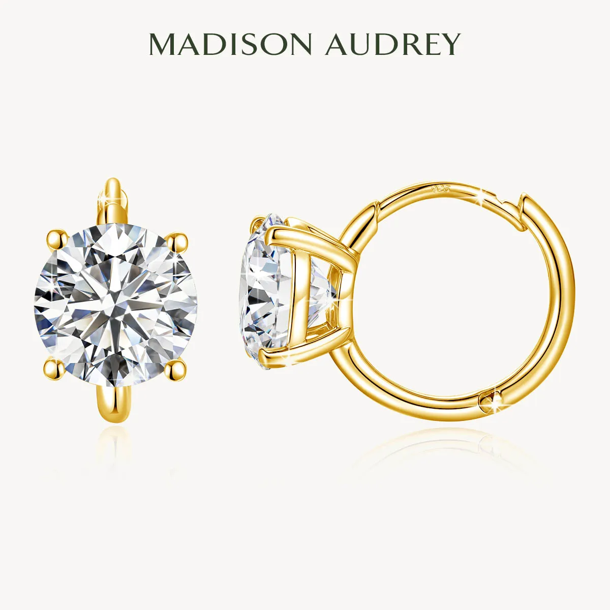 

Madison Certified Moissanite Solitaire Hoop Earrings 0.5-2CT Classic Sparkling Diamond Jewelry Pure 925 Plated 18K for Women