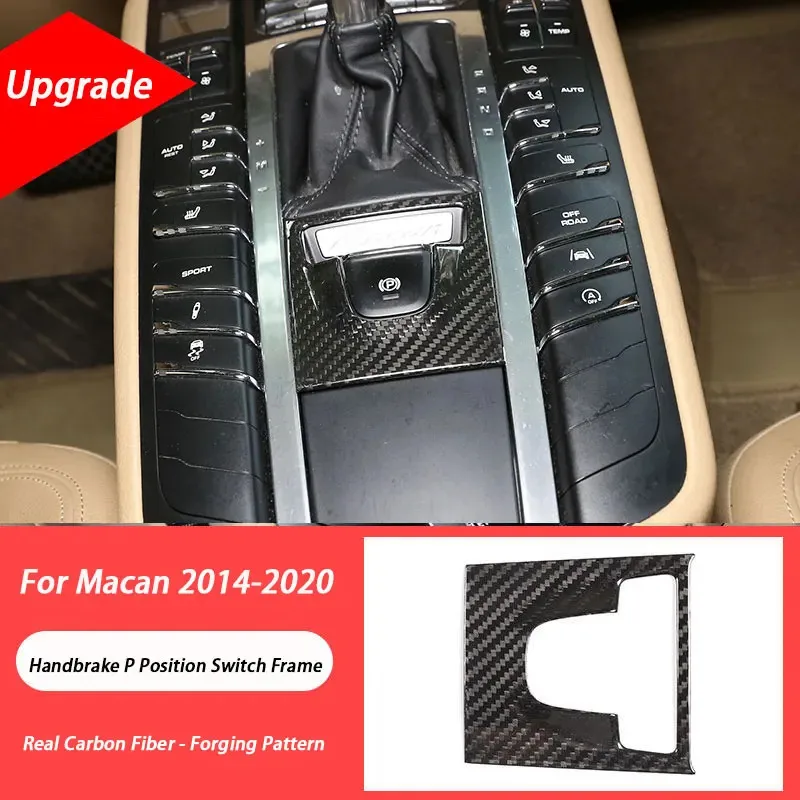 

For Porsche Macan 95B 2014-2020 Real Carbon Fiber Car Interior Handbrake P Position Switch Frame Sticker Car Accessories