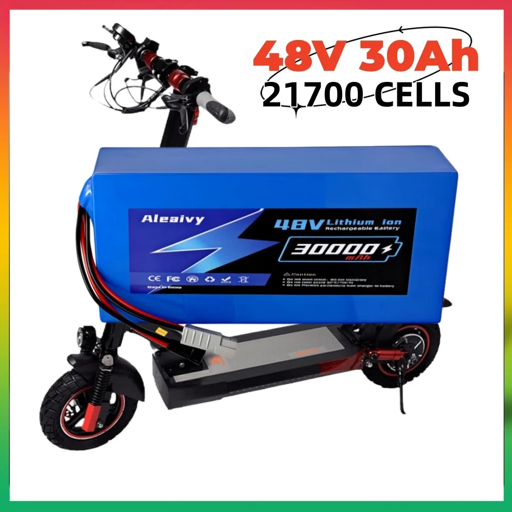 

Aleaivy 30000mAh 48V 13S6P 21700 Lithium Battery Pack 54.6v 1500W 2000W Built in BMS 50A For Electric Tool Weeding Machine