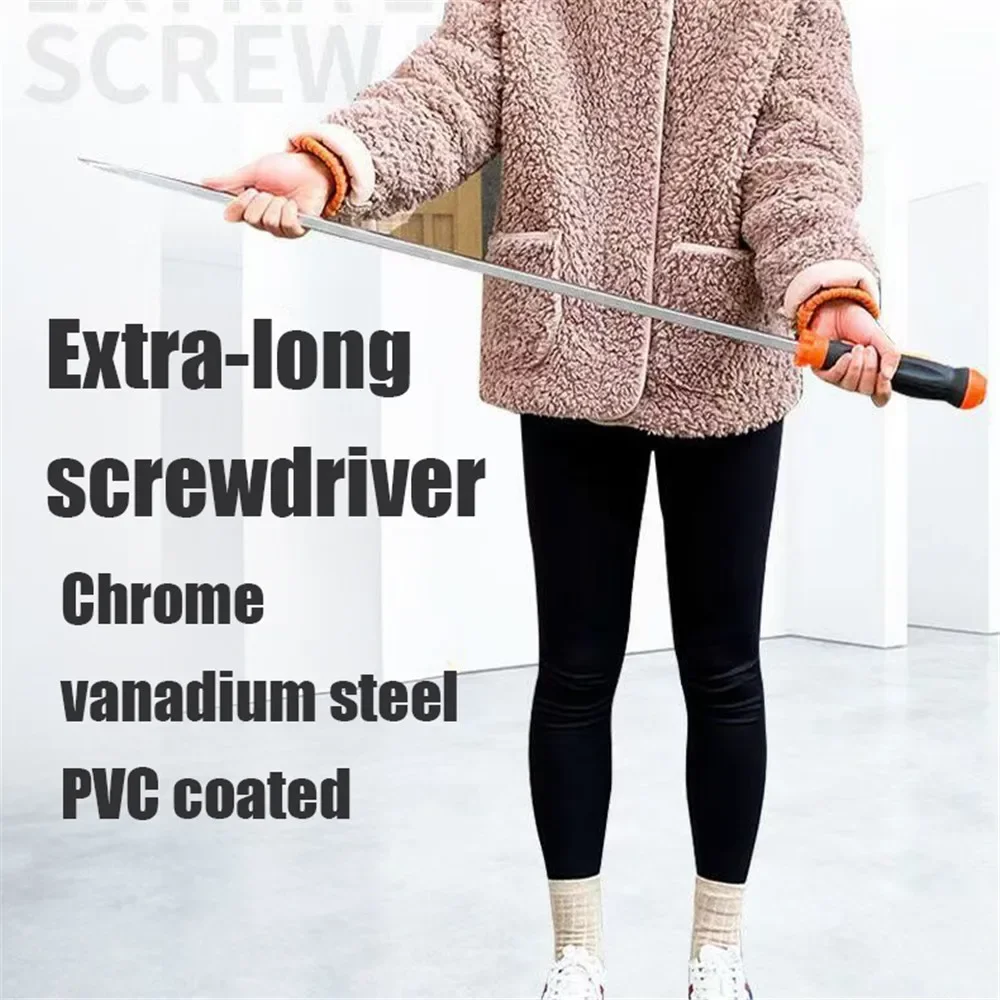 58cm Extended Reach Screwdriver - Long Rubber-Handled Slotted/Cross Tool for Electricians & DIY