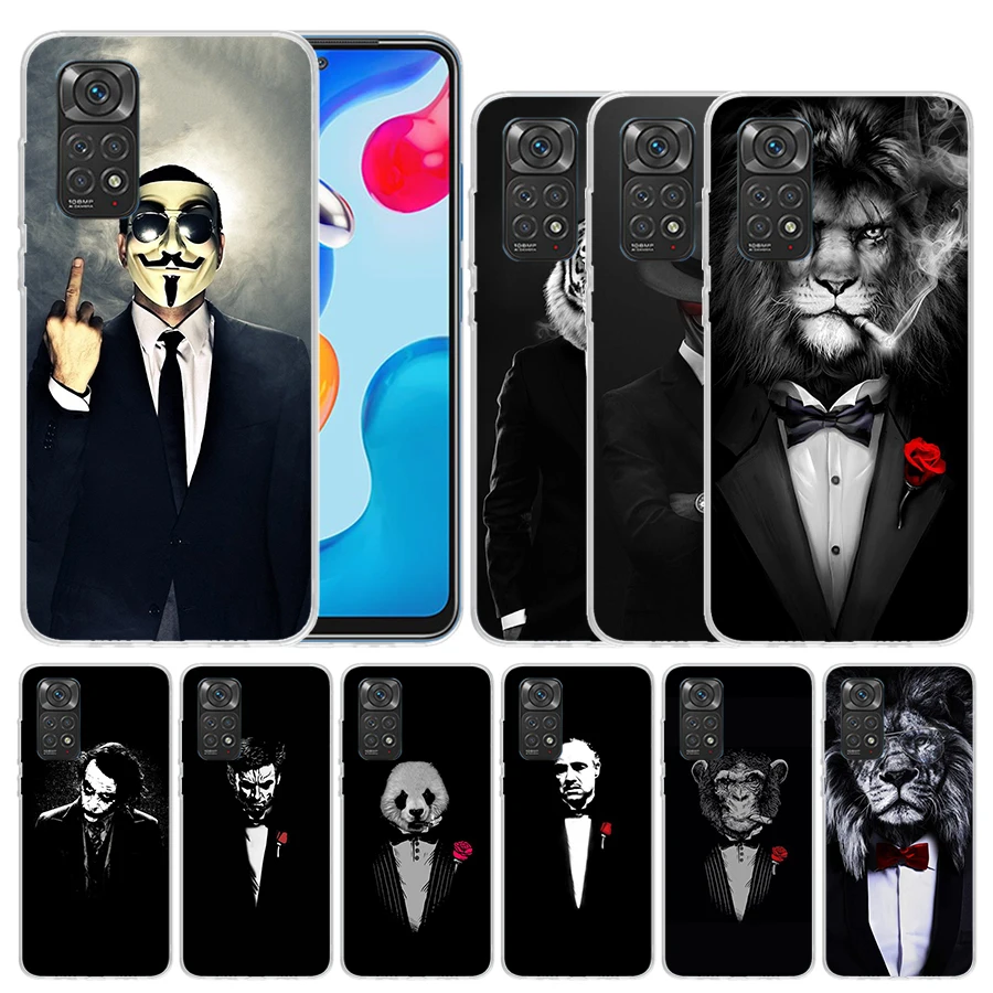 Man Suit Shirt Tie Soft Cover for Xiaomi Redmi Note 12 11S 11T 11E 10S 10 Pro Print Phone Case 11 9S 9 9T 8 8T 7 6 5 Plus Coque