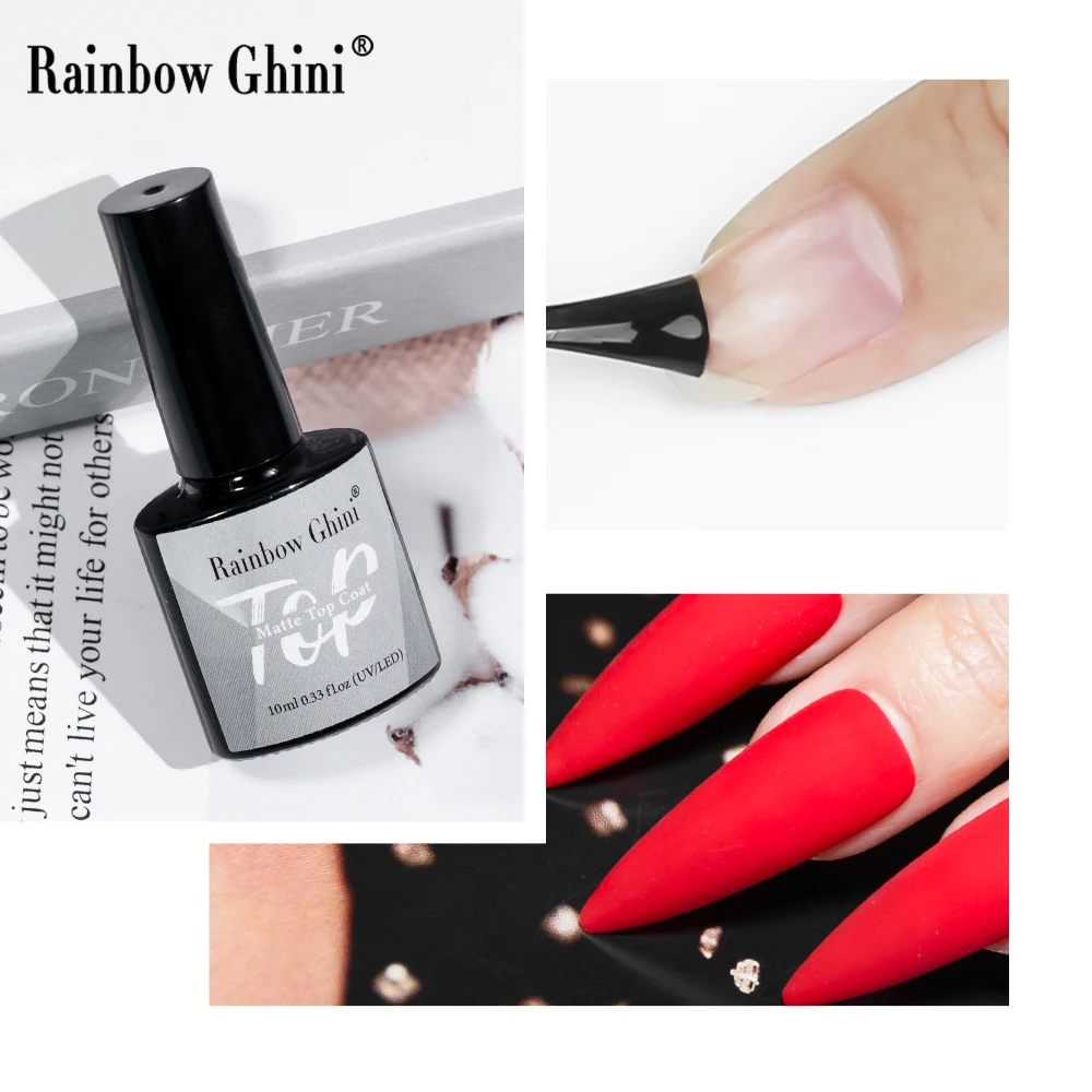 Rainbow Ghini 10ml High-quality Long Lasting Matte Top Nail Gel 8ml/15ml Professional Base/Top Coat & Primer Gel For Manicure