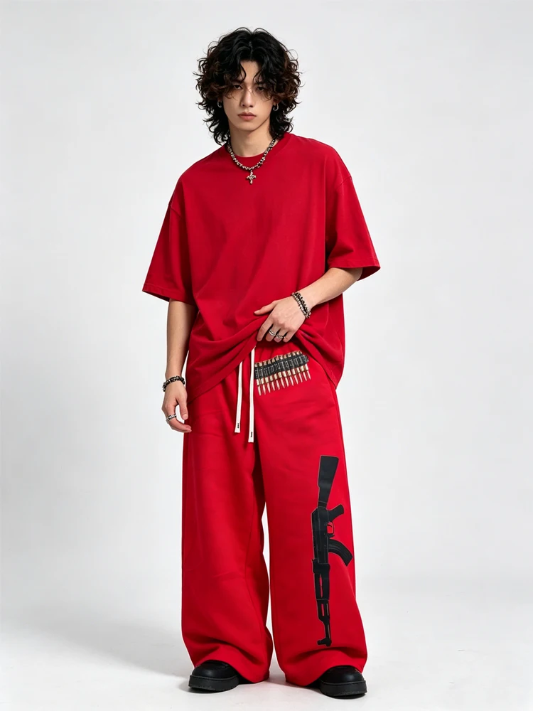 

Y2K Aesthetic Gothic Printed Low Waist Wide Leg Men's and Women's Pants Casual Multi functional Large Basketball Pants