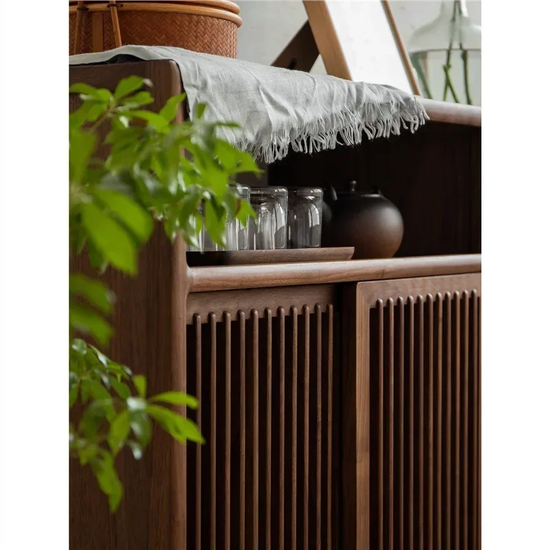 New Chinese black walnut all solid wood tea cabinet dining side cabinet tea cabinet locker locker storage living room 4