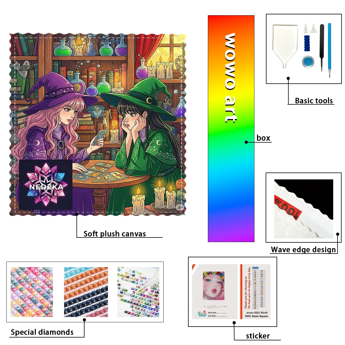 

【NEDEKA_ Diamond Art】Two witches Crystal AB Rhinestone FD Rhinestone Perfect Resin Diamond