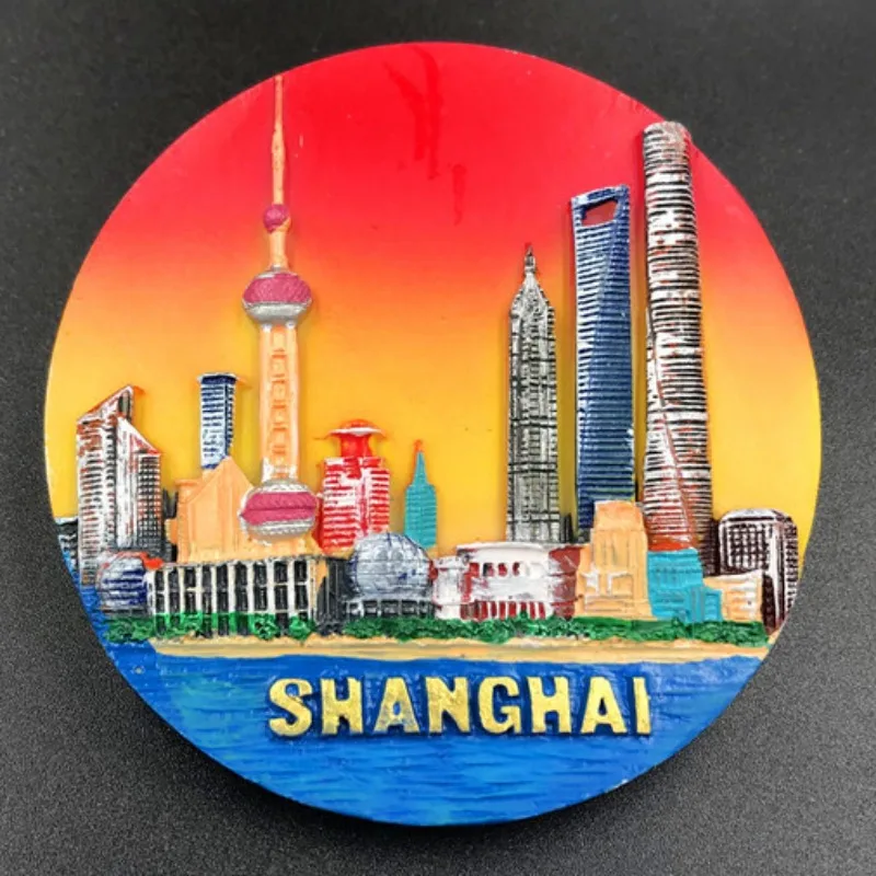 

China Travelling Souvenirs Shanghai Fridge Magnets Lujiazui Oriental Pearl TV Tower the Bund Fridge Stickers Wedding Gifts Decor