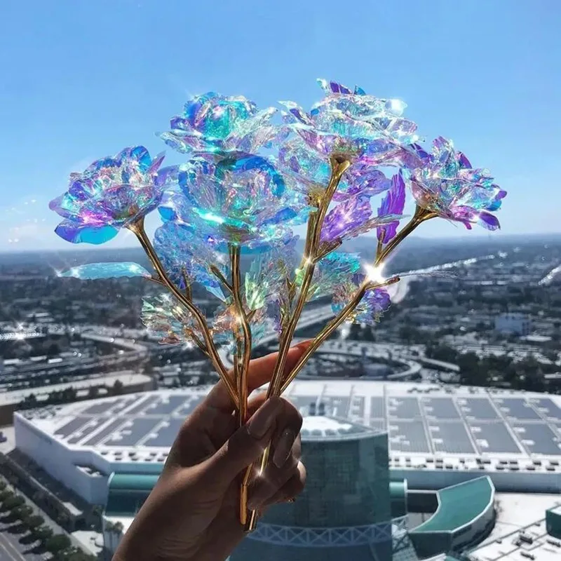 Rosas Regalo creativo Día de San Valentín Regalo creativo 24K Lámina chapada en oro rosa Rosa dura para siempre Amor Amante de la decoración de la boda