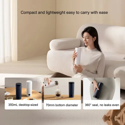 Imagen 2 del producto XIAOMI-Hervidor eléctrico portátil Mijia, 2 termos, Caldera de agua rápida, 350ml, temperatura inteligente, aislamiento, viaje, 110V-240V