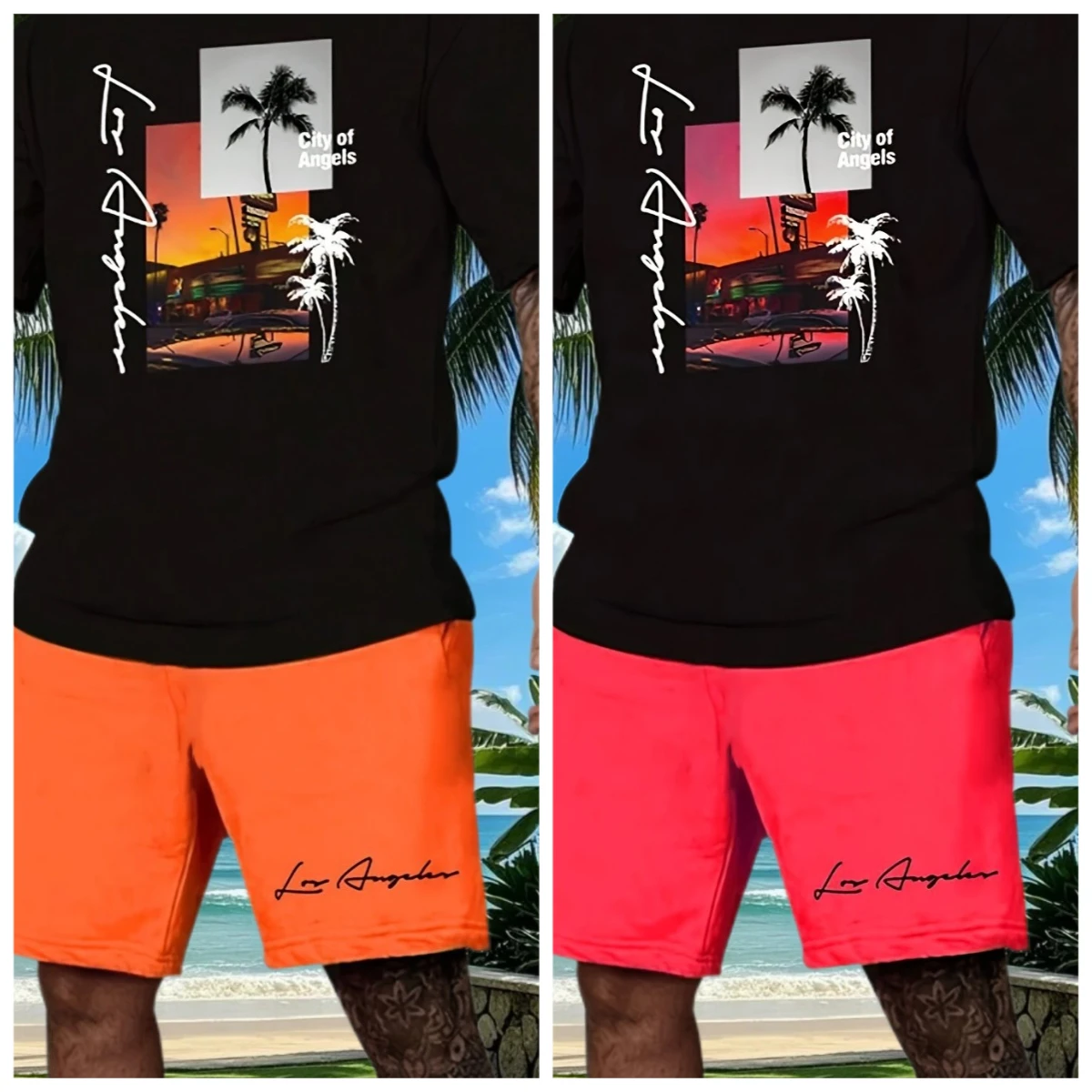 

2025-26 Summer Hot-selling Fashion Trend Design Luxury Breathable Comfortable Quick-drying Men's Short-sleeved Shorts Set