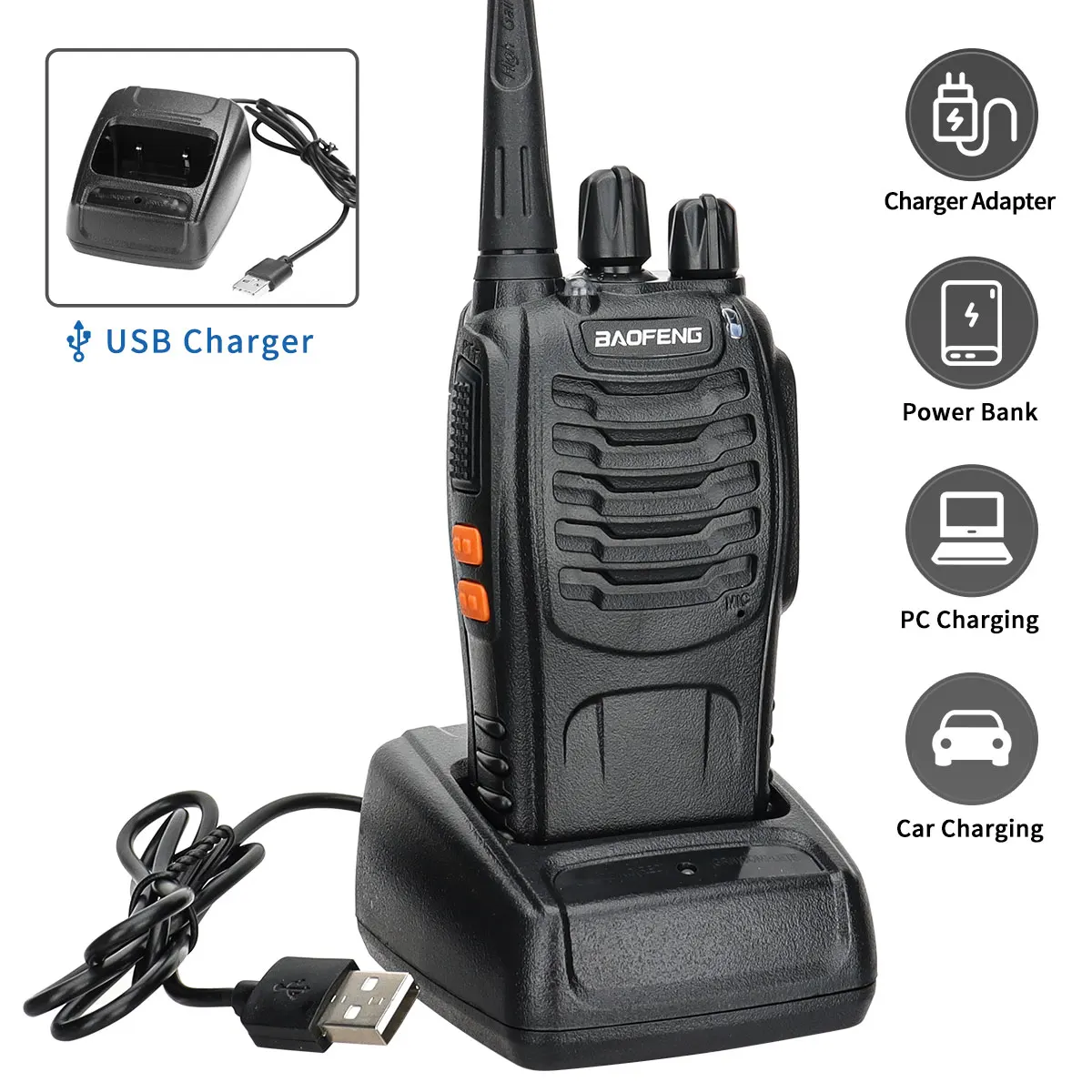 Bao feng walkie talkie 2 pcs included two way radios BF-888S protable radio powerful Push-button phone for hunting