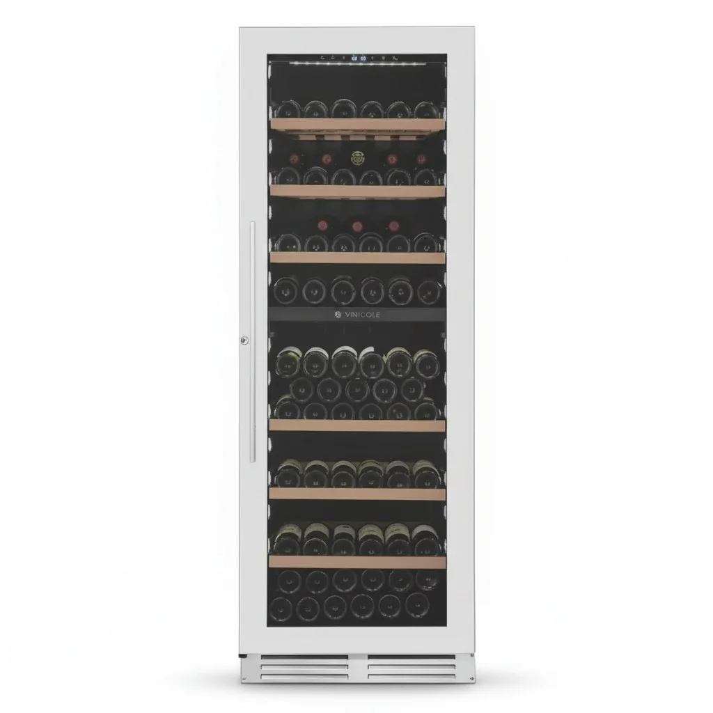 

Compressor Wine Fridge, 154 Bottle Stainless Steel Wine Cellar, Glass Door Dual Zone Cooler, 595 x 710 x 1720 mm, Home