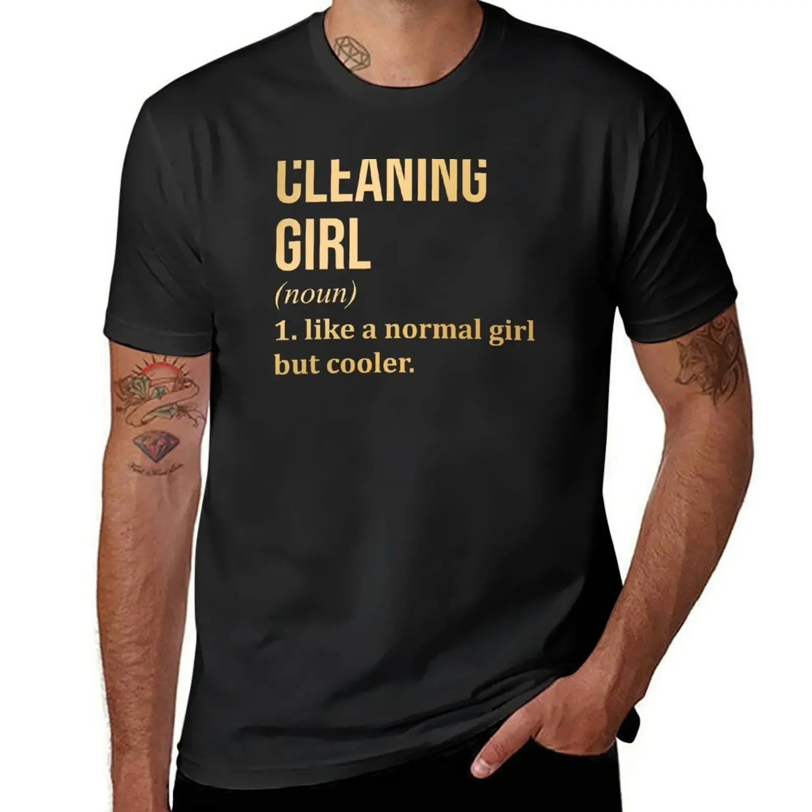 Cleaning Girl Definition Cleaner in Gold T-Shirt quick-drying cotton graphic tees t shirt men