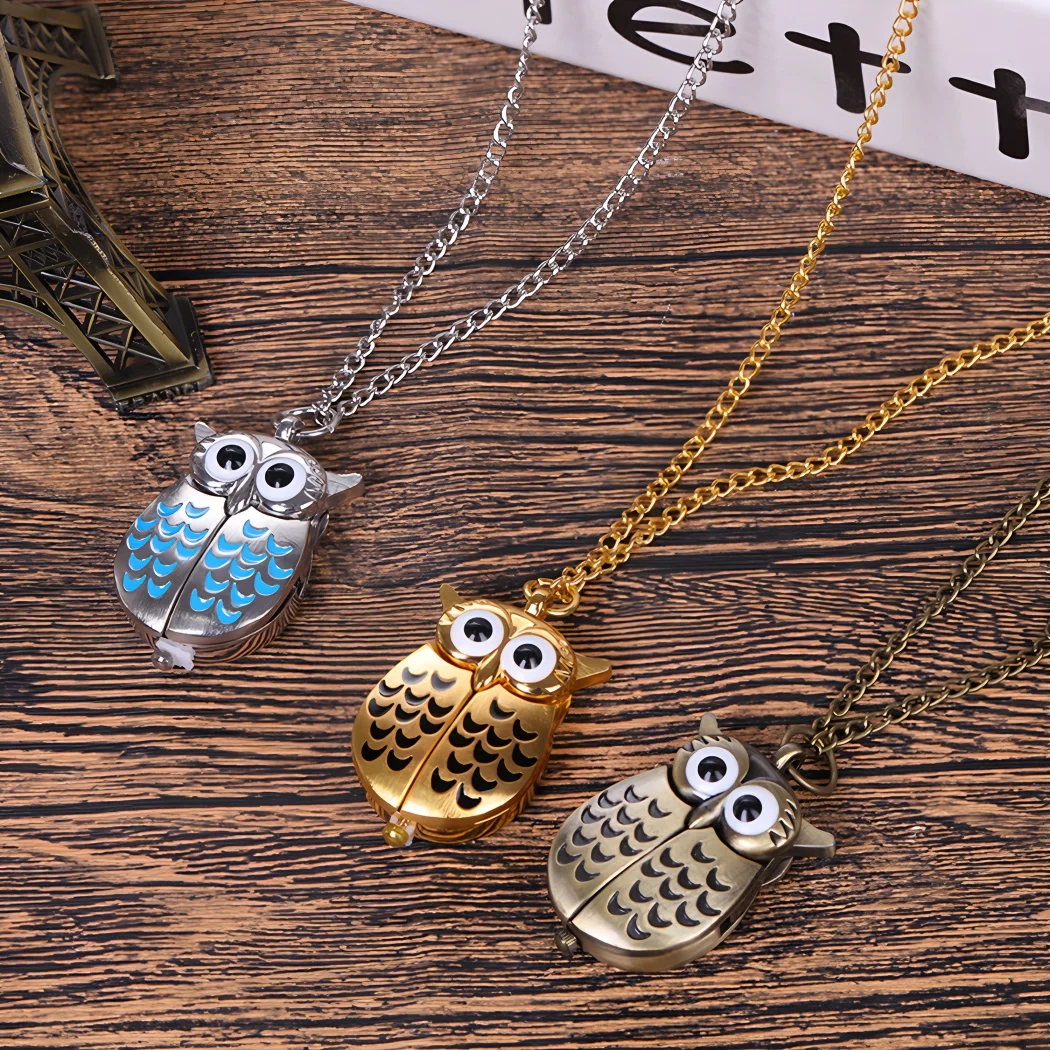 

Креативные карманные часы в стиле ретро с совой, раскладные часы для пары, часы унисекс, креативные карманные часы, праздничный подарок