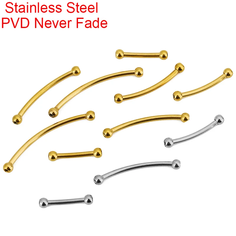 5pcs Stainless Steel Spacer Tube Beads PVD Never Fade 20 30 40 55 mm Bracelets Necklace Bent Beads Jewelry Making Accessories