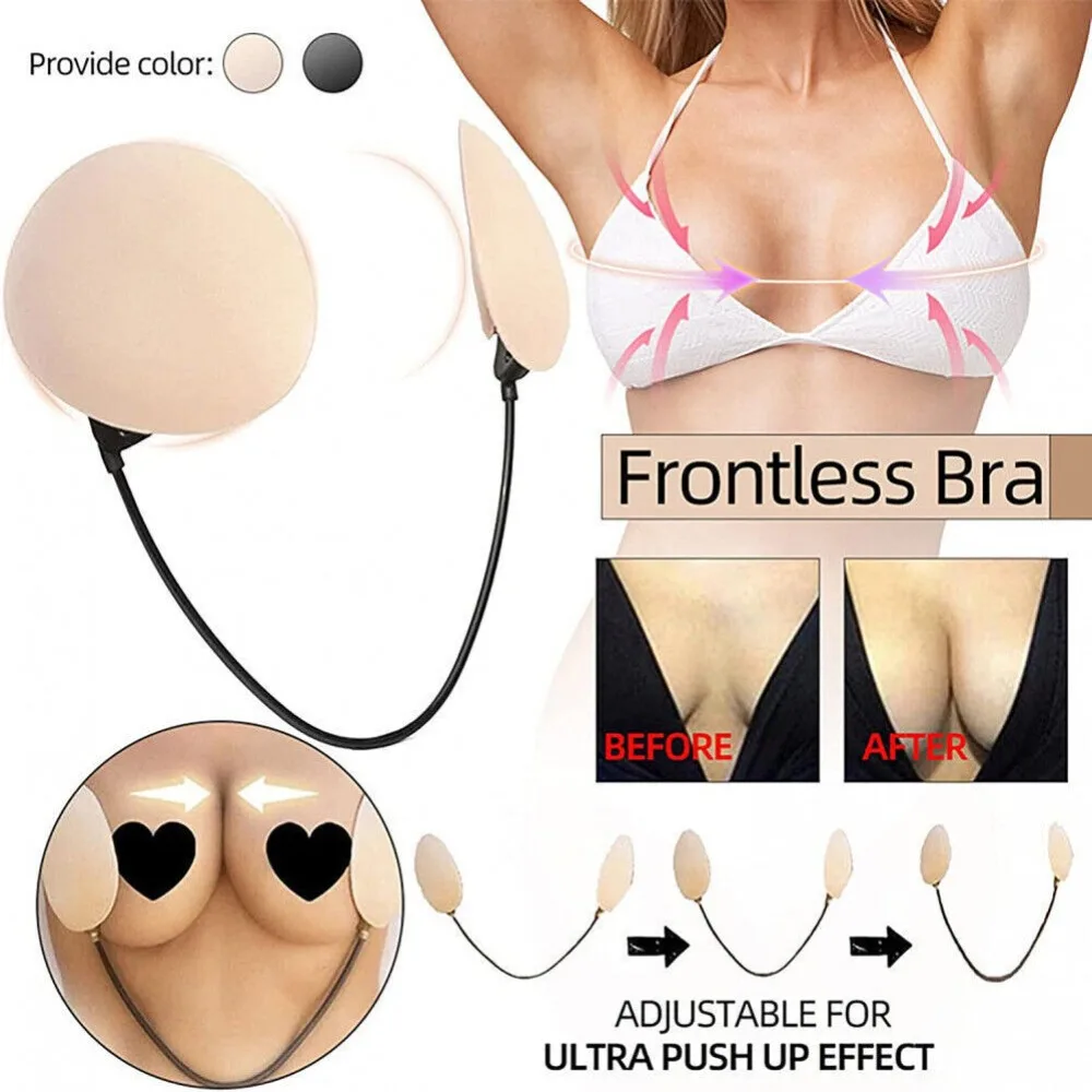 Invisible Push-Up Frontless Bra U-Shaped Bra Silicone Deep Plunge Backless&Strapless Gathering Nipple Stickers Bra Kit