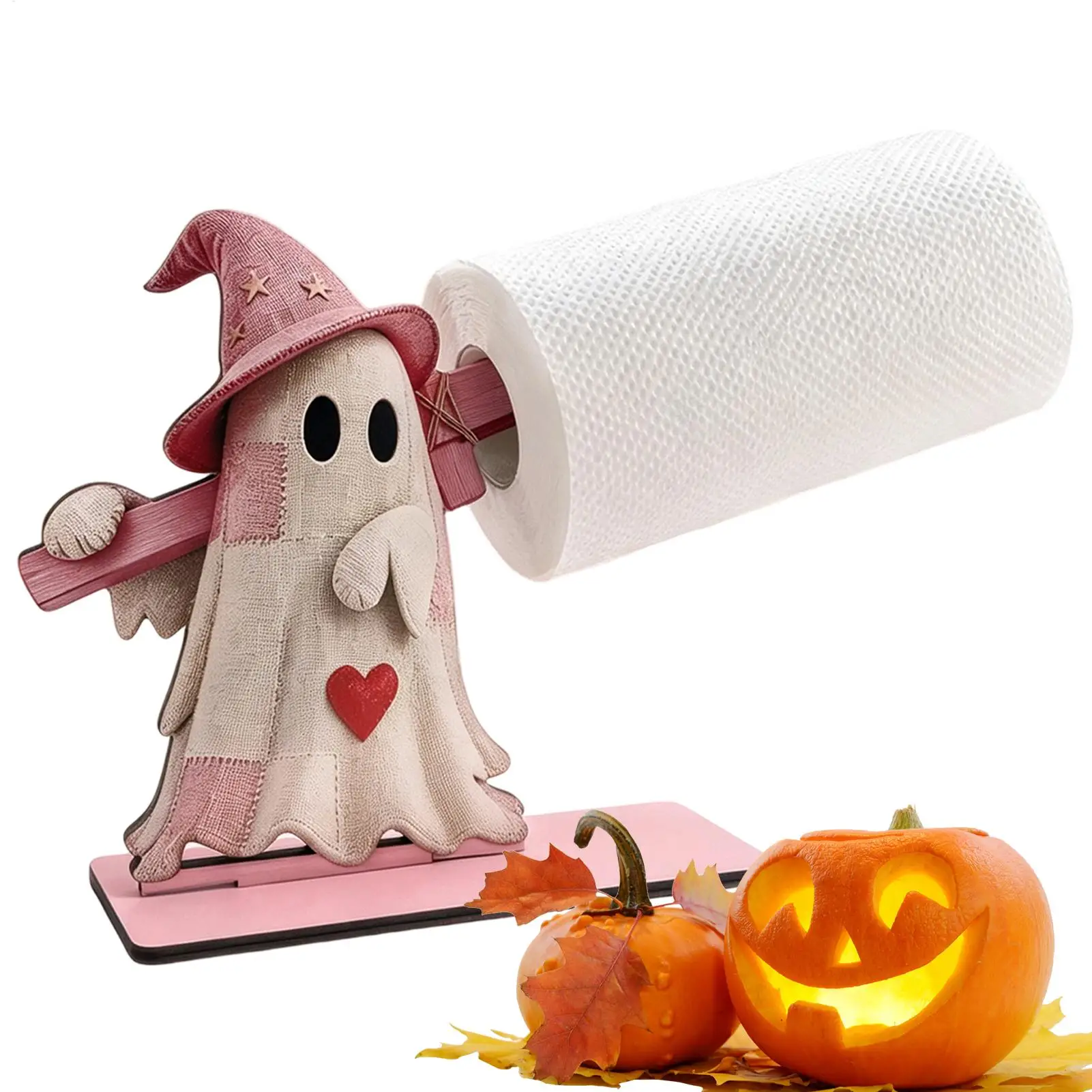 Halloween Paper Towel Holder Spooky No Drilling Scary Roll Dispenser Ghost Toilet Paper Holder Stand for Bathroom Vanity Counter